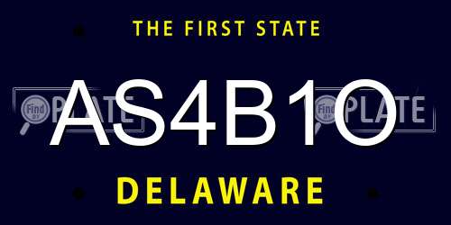 AS4B1O Delaware License Plate