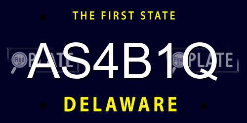 AS4B1Q Delaware License Plate