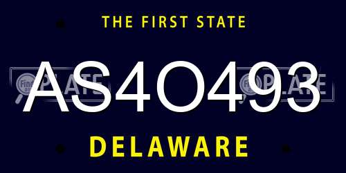 AS4O493 Delaware License Plate