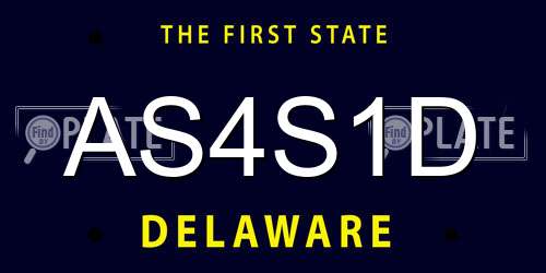 AS4S1D Delaware License Plate
