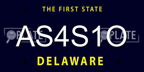 AS4S1O Delaware License Plate