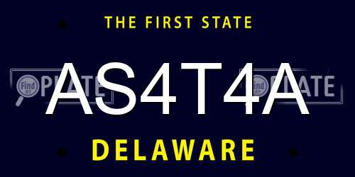 AS4T4A Delaware License Plate