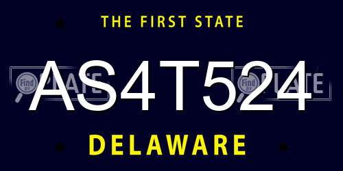 AS4T524 Delaware License Plate