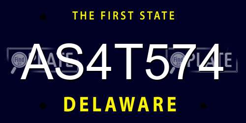 AS4T574 Delaware License Plate