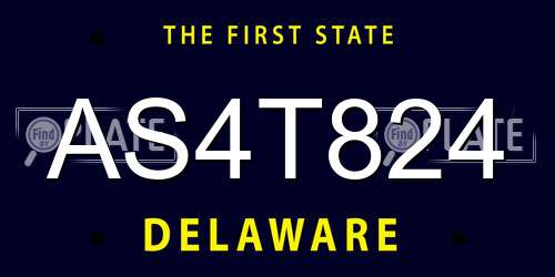 AS4T824 Delaware License Plate