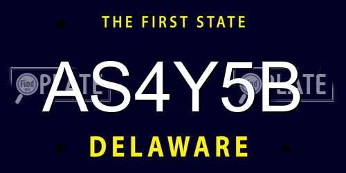 AS4Y5B Delaware License Plate