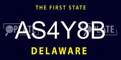 AS4Y8B Delaware License Plate