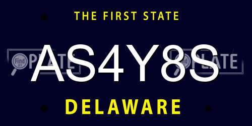 AS4Y8S Delaware License Plate