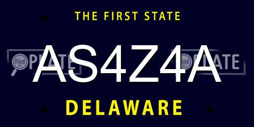 AS4Z4A Delaware License Plate