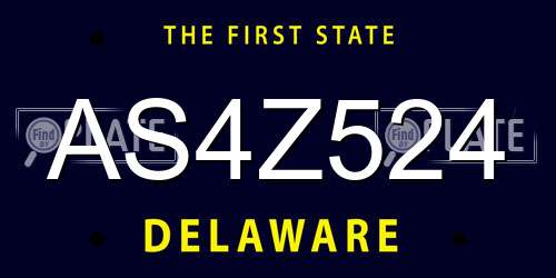 AS4Z524 Delaware License Plate