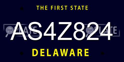 AS4Z824 Delaware License Plate