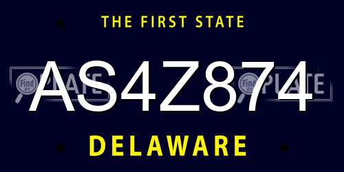 AS4Z874 Delaware License Plate