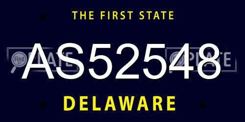 AS52548 Delaware License Plate