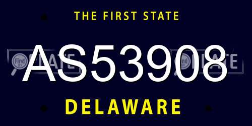 AS53908 Delaware License Plate