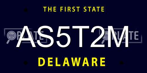AS5T2M Delaware License Plate