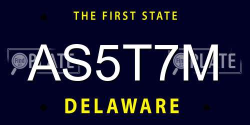 AS5T7M Delaware License Plate