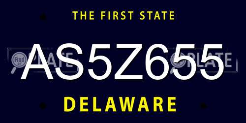 AS5Z655 Delaware License Plate