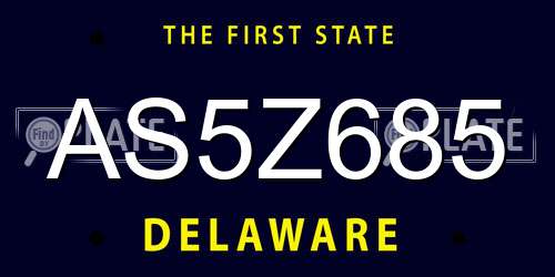 AS5Z685 Delaware License Plate