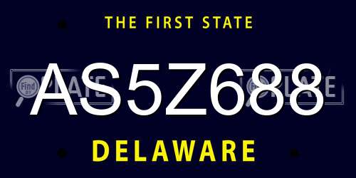 AS5Z688 Delaware License Plate
