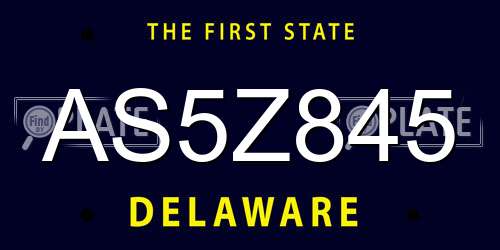 AS5Z845 Delaware License Plate