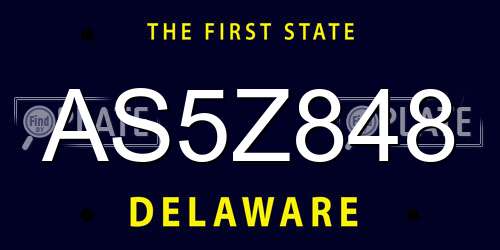 AS5Z848 Delaware License Plate