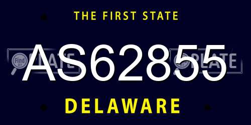 AS62855 Delaware License Plate