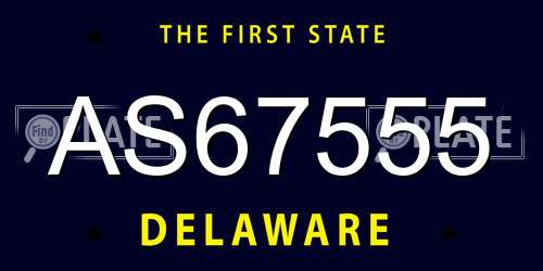 AS67555 Delaware License Plate