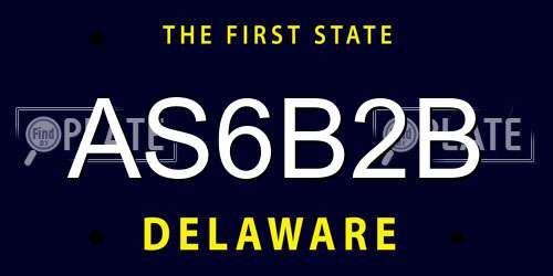 AS6B2B Delaware License Plate