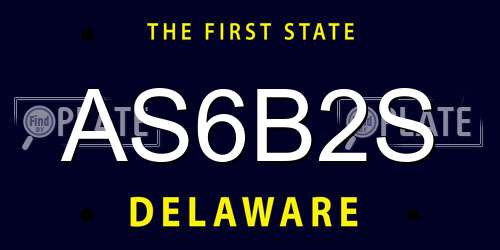 AS6B2S Delaware License Plate