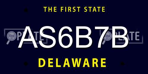AS6B7B Delaware License Plate
