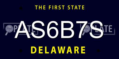 AS6B7S Delaware License Plate