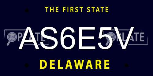 AS6E5V Delaware License Plate