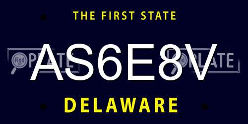 AS6E8V Delaware License Plate