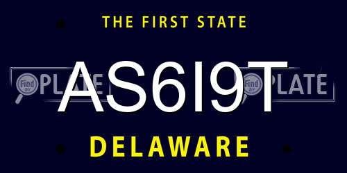 AS6I9T Delaware License Plate