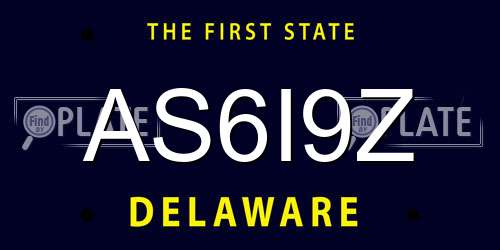 AS6I9Z Delaware License Plate