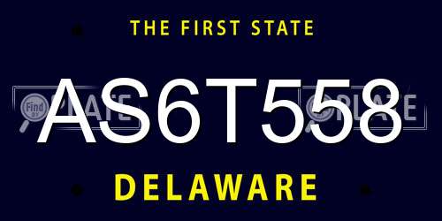 AS6T558 Delaware License Plate