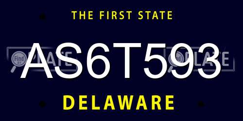 AS6T593 Delaware License Plate