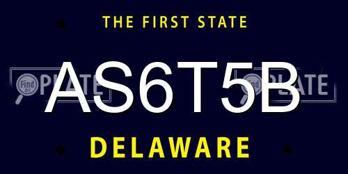 AS6T5B Delaware License Plate