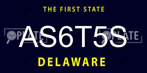 AS6T5S Delaware License Plate