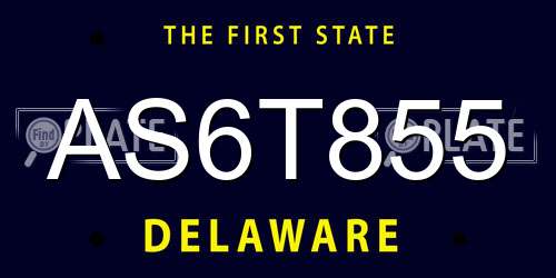 AS6T855 Delaware License Plate