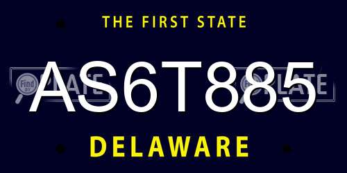 AS6T885 Delaware License Plate