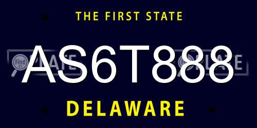 AS6T888 Delaware License Plate
