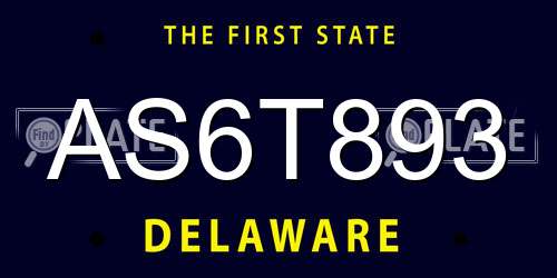 AS6T893 Delaware License Plate