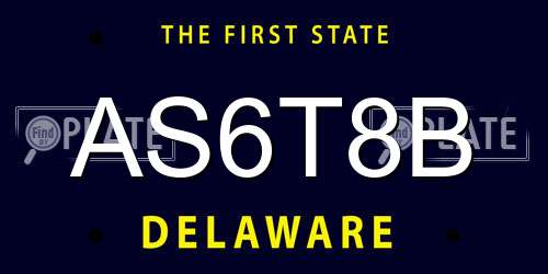AS6T8B Delaware License Plate