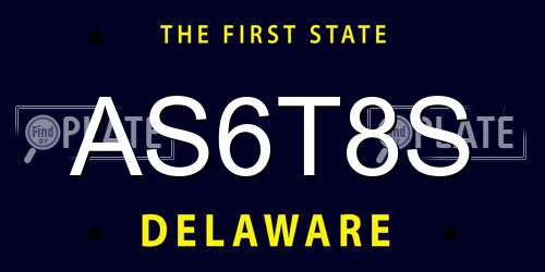 AS6T8S Delaware License Plate