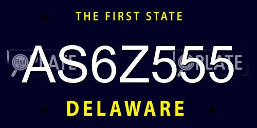 AS6Z555 Delaware License Plate