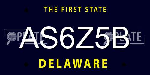 AS6Z5B Delaware License Plate
