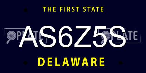AS6Z5S Delaware License Plate