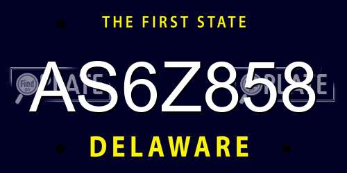 AS6Z858 Delaware License Plate