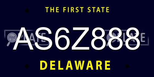 AS6Z888 Delaware License Plate